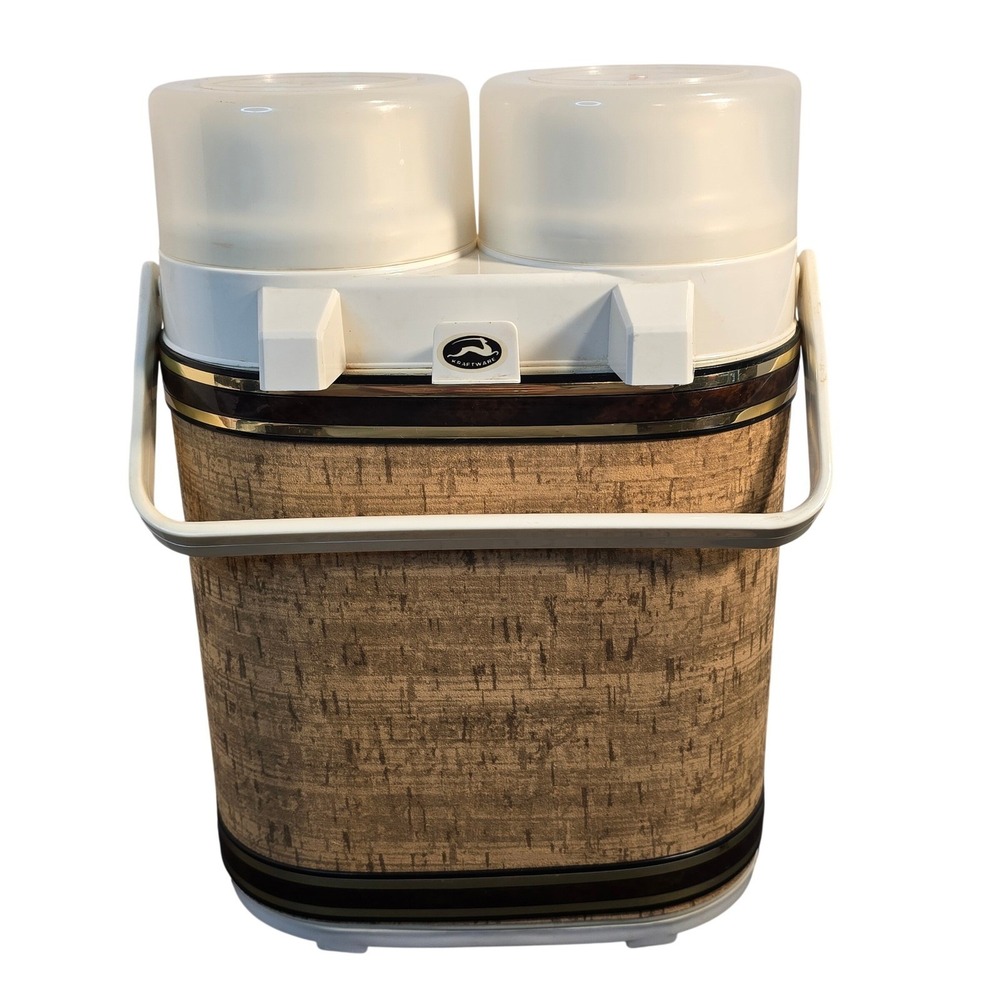 Vintage Kraftware Double‎ Beverage Dispenser Cork Vinyl Insulated Picnic Server
